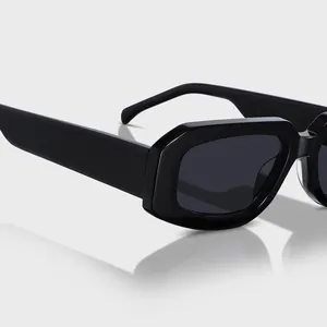 Yeetian Popular Fashion Ladies Bio Acetate Eyewear Design Manufacturer Custom Wholesale Black Rectangle Sunglasses