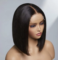 Perruque Bob Courte Bouclée Kinky 4x4 avec Fermeture en Dentelle, Cheveux Humains Remy Double Drawn, Style Naturel et Volumineux pour Femmes Africaines