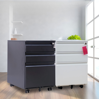 Meuble de classement métallique sous bureau, 3 tiroirs, meuble mobile vertical en acier pour rangement de bureau