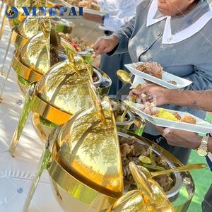 XINGPAI autres fournitures pour hôtels et restaurants chauffe-plats ronds en acier inoxydable 6L pour la restauration en or de luxe - Product Image 2