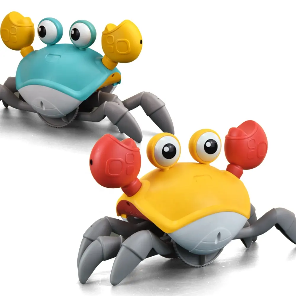 HW hot kids Sensory Interactive Walking crab Toy with Music Sounds Lights Infant Fun Crawling Crab Baby Toy