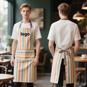 Tablier en polyester de couleur unie avec logo personnalisé avec poche avant Chef Cafe Bbq Tabliers à bavette de nettoyage et de cuisson des aliments Tablier de cuisine - Product Image 1