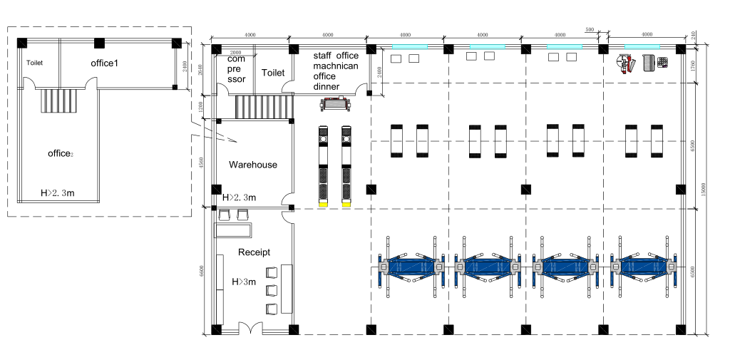 Design car workshop and provide full set equipment and on line install support