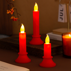 Decoraciones Navideñas al por Mayor, Lámpara LED Roja Electrónica con Forma de Vela, Adorno de Escritorio para Bodas y Fiestas, Accesorios para Crear Ambiente - Product Image 3