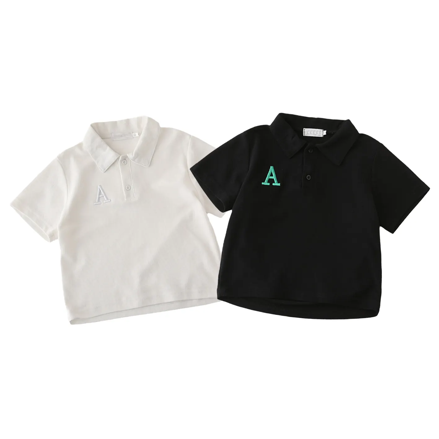 사용자 정의 아빠와 아들 여름 일치하는 의상 인기 아버지와 아들 자수 패턴 흑백 일반 폴로 t 셔츠