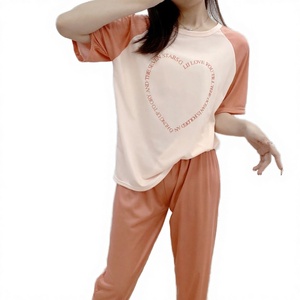 Pijamas de Mujer, Versión Coreana 2023, con Estampado Animal, Tejido de Tela, ODM, para Invierno, Otoño y Verano, Transpirables, de Secado Rápido, Manga Corta - Product Image 3