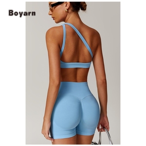 Boyarn Lady séchage rapide entraînement beau dos Gym Fitness femmes Impact asymétrique sport soutien-gorge une épaule dos nu Yoga soutien-gorge - Product Image 5