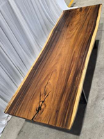 Plateau de table en bois massif de qualité supérieure, sur mesure, en bois de Raintree avec bord naturel, pour bureaux et meubles de salle à manger