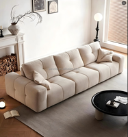 Canapé modulaire carré réglable de luxe, coussins en velours crème moelleux, meubles élégants et confortables pour le salon