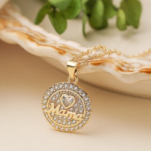 2025 meilleur vendeur Temu pour Amazon 18K plaqué or laiton MAMA pendentif collier Style à la mode Zircon pierre principale pour papa maman <span class=keywords><strong>Gif</strong></span> - Product Image 4