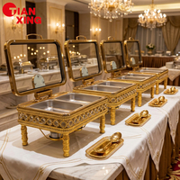 TIANXING 9L Réchaud de Buffet Hydraulique de Luxe en Acier Inoxydable Doré, Ensemble de Maintien au Chaud Commercial pour Salles de Banquet