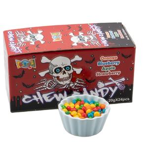 Vente en gros de bonbons importés Bonbons arc-en-ciel crâne sur le thème de l'Halloween BRC Bonbons aromatisés aux fruits <span class=keywords><strong>Bonbon</strong></span> Halal Dulces Exotique Fantaisie Bonbons à mâcher - Product Image 2