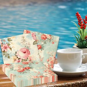 Serviettes en papier carrées jetables modernes 2 plis de 6,5 pouces, paquet de 50, pliage en 4, personnalisables pour jardin, douche nuptiale, printemps – Vente directe usine - Product Image 3