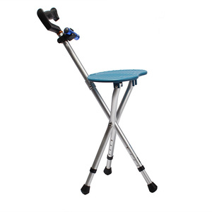 Canne triangulaire multifonctionnelle avec tabouret en alliage d'aluminium antidérapant pour soutenir la marche des personnes âgées - Product Image 2