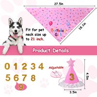 Kit de fournitures pour fête d'anniversaire de chien, bandana réglable et chapeau festif avec des chiffres pour toutes les tailles de chiens/