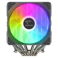 COOLLEO B60T Dual Fan CPU Cooling Pure BKWH RGB Aluminum Heatsink Double Tower Radiator for Computer Case