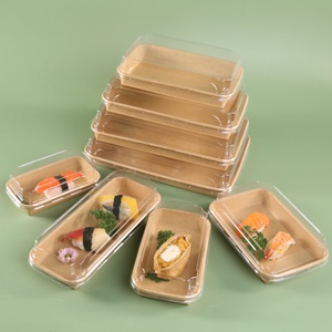 Boîte à lunch en papier kraft imprimée sur mesure pour l'emballage alimentaire, boîte à sushi à emporter, boîte à sandwich avec couvercle transparent - Product Image 2