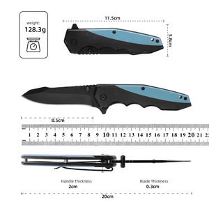 Couteau de poche pliable tactique de survie pour le camping, lame noircie, manche en aluminium HL Profession - Product Image 6