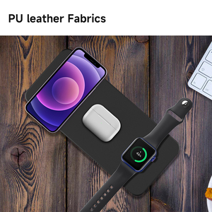 NEWQI Portable Magnetic <strong>Wireless</strong> Charger PU Leather <strong>Case</strong> Fast <strong>Charging</strong> for Compliant Type-C Port for Mobile Phone Earphones - Product Image 2