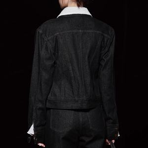 แจ็คเก็ตยีนส์ผู้ชายทรงเข้ารูป คลาสสิก แฟชั่นคุณภาพสูง 15 ออนซ์ ผ้ายีนส์ดิบ แต่งแผ่นรองไหล่ กระชับเอว - Product Image 2