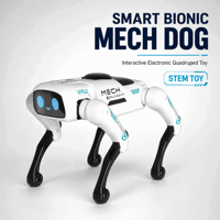 Robot chien bionique intelligent avec corps rayé cyan et mode de marche articulé pour enfants, club de codage, cadeau de vacances amusant, vente en gros