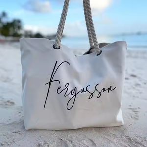 Sac de plage surdimensionné en toile de coton naturelle, écologique, isolé, avec logo personnalisé, pour le shopping, le week-end, unisexe - Product Image 1