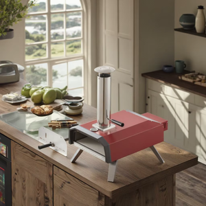 <span class=keywords><strong>Four</strong></span> <span class=keywords><strong>à</strong></span> <span class=keywords><strong>pizza</strong></span> en acier inoxydable <span class=keywords><strong>à</strong></span> double combustible avec rotation automatique et <span class=keywords><strong>thermomètre</strong></span> | Pierre de cordiérite 13 "| Pieds pliables pour barbecue extérieur - Product Image 4