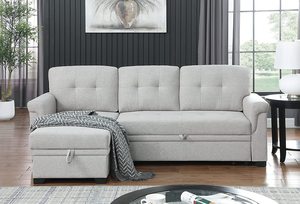 Sofá Cama en Forma de L de <span class=keywords><strong>Color</strong></span> Beige, 3 Plazas, con Cama Extraíble y Espacio de Almacenamiento, para Sala de Estar y Apartamento - Product Image 3