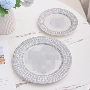 Service de vaisselle jetable en porcelaine fine avec incrustations dorées, style campagnard, pour steak et pâtes, 8 et 10 pouces, 2 pièces, boîte cadeau avec logo personnalisé - Product Image 3