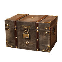 Coffret Cadeau Vintage en Bois avec Loquet et Cornières en Laiton - Rangement Style Rustique Antique