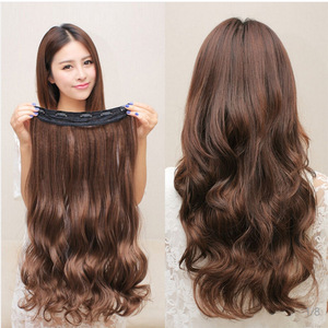 Parrucca lunga da donna con capelli ricci a onde grandi, in seta sintetica resistente al calore, colore OMBRE, con frangia e riga centrale, 20 pollici - Product Image 2