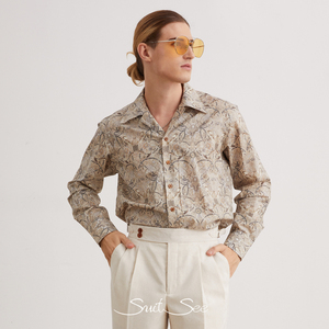 <span class=keywords><strong>Camisa</strong></span> con estampado floral de algodón RTS/OEM 100% para hombre, <span class=keywords><strong>camisa</strong></span> informal con estampado vintage y <span class=keywords><strong>cuello</strong></span> cubano, <span class=keywords><strong>camisa</strong></span> de estilo <span class=keywords><strong>italiano</strong></span> para hombre - Product Image 2