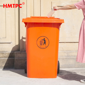 Grand bac d'extérieur conteneur <span class=keywords><strong>mobile</strong></span> de recyclage plastique 360L seau <span class=keywords><strong>orange</strong></span> deux ans de garantie seau seau HDPE haute densité - Product Image 2