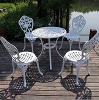 Vente en gros d'usine : Ensemble de salle à manger d'extérieur en aluminium moulé de style européen antique, table et chaises de jardin/patio sculptées vintage