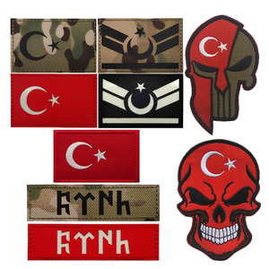 Patch Taktis Bendera Turki Bordir Kain dengan Perekat <span class=keywords><strong>Hook</strong></span> <span class=keywords><strong>Loop</strong></span> untuk Penggunaan di Topi - Product Image 4