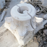 BLVE grande décoration de maison extérieure Designs modernes sculpture à la main pierre pilier tête marbre blanc colonne romaine capitale