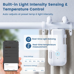 มอเตอร์ม่าน WiFi พร้อมไฟ ควบคุมอุณหภูมิ ผ่านแอป Tuya Smart Life รองรับ Alexa และ <span class=keywords><strong>Google</strong></span> <span class=keywords><strong>Voice</strong></span> ระยะควบคุม 10 เมตร รับน้ำหนักได้ 18 กก. ใช้ได้กับรางม่านแบบโรมัน T/U - Product Image 3