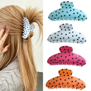 Pinzas para el pelo con estampado de estrellas de plástico PS, estilo coreano, dulces, multicolor, antideslizantes, accesorios de moda para el cabello para mujeres. - Product Image 3