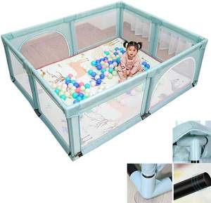 คอกกั้นเด็ก คอกกั้นเด็กเล่น สำหรับใช้ในร่มและกลางแจ้ง พร้อมตาข่ายนุ่มระบายอากาศ ไม่มีช่องว่าง คอกกั้นเด็กสำหรับเด็กเล็ก - Product Image 1