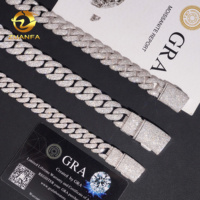 Bijoux Hip Hop 12mm 14mm 15mm Chaîne à maillons cubains Moissanite Argent 925 Lien cubain mosaïque glacé avec certificat GRA