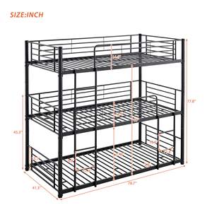 Kim loại đôi trên giường đôi & đôi ba tầng với thang tích hợp được chia thành ba khung giường riêng biệt - Product Image 6