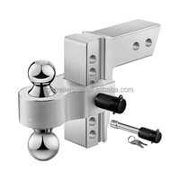 Attelage de remorque réglable en acier 12500 lbs avec boule de remorquage de 2 po, récepteur de 6 po de hauteur, double boules de remorquage de 1-7/8 po, double goupille de sécurité pour remorque