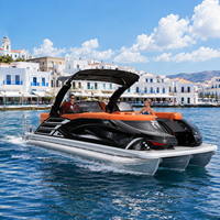 Bateau ponton de luxe S-22A en aluminium, 12 places, arche sportive électrique, console premium pour croisière familiale et loisirs