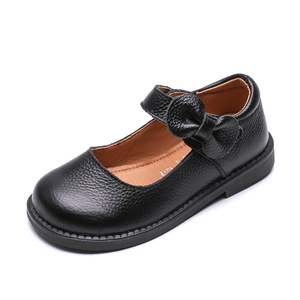 Nuova Generazione 2026 di <span class=keywords><strong>Ballerine</strong></span> in Pelle per Ragazze, Scarpe <span class=keywords><strong>Nere</strong></span> da Scuola e Spettacolo, Stile Principessa con Design Effetto Invecchiato - Product Image 1