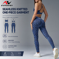 Set Yoga Seamless Motif Leopard OEM Custom Label Pribadi, Legging Pinggang Tinggi dan Sport Bra untuk Wanita, Pakaian Olahraga Fitness