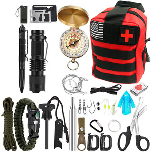 Survival Kit Multi Functional Outdoor Emergency Gear With Compass Flashlight Fishing Tools First Aid Supplies Military Green - Product Image 3
