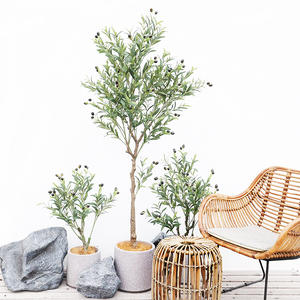 Plantas en maceta artificiales decorativas para interiores grandes de estilo escandinavo, bonsái, olivos verdes simulados - Product Image 1