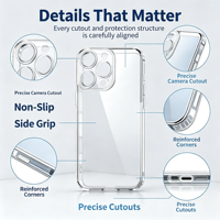 Casing HP TPU Transparan Anti-Slip Anti-Kuning Tahan Banting 360 Derajat Presisi untuk 16 15 Pro Max Slim Lembut