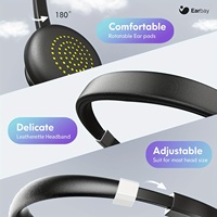 Casque sans fil supra-auriculaire ENC avec micro, bouton de réponse/raccrochage, son clair pour les appels Zoom et de bureau