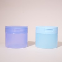 Pot en plastique PP personnalisé de 250 ml, 300 ml, 350 ml pour tonique facial, démaquillant, tampons de coton, gommage corporel avec bouchon à clapet et pince à épiler